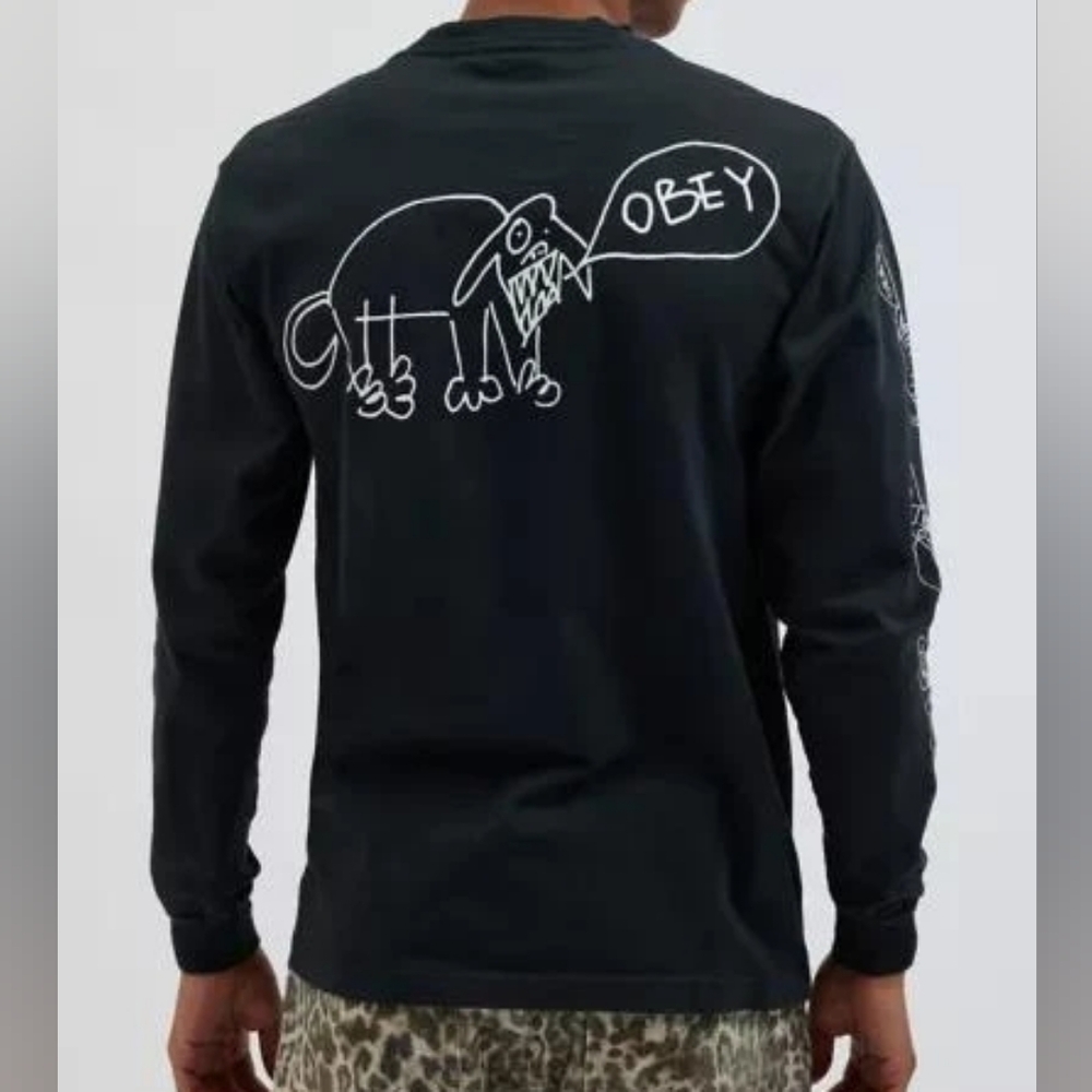 Obey Urban Outfitters UO Exclusive Angry Dog Graphic Long Sleeve Tee Medium
